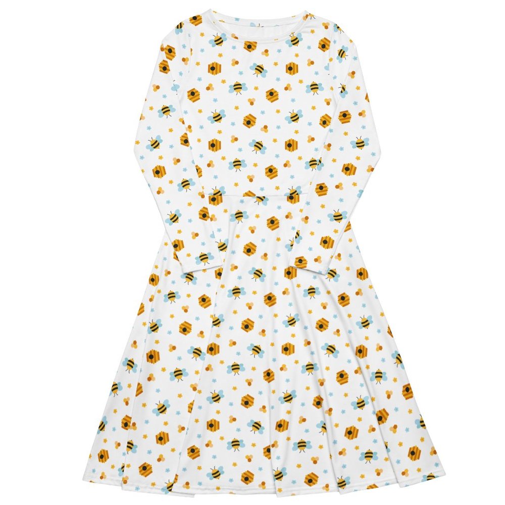 Bees Pin Up Long Sleeve Dress
